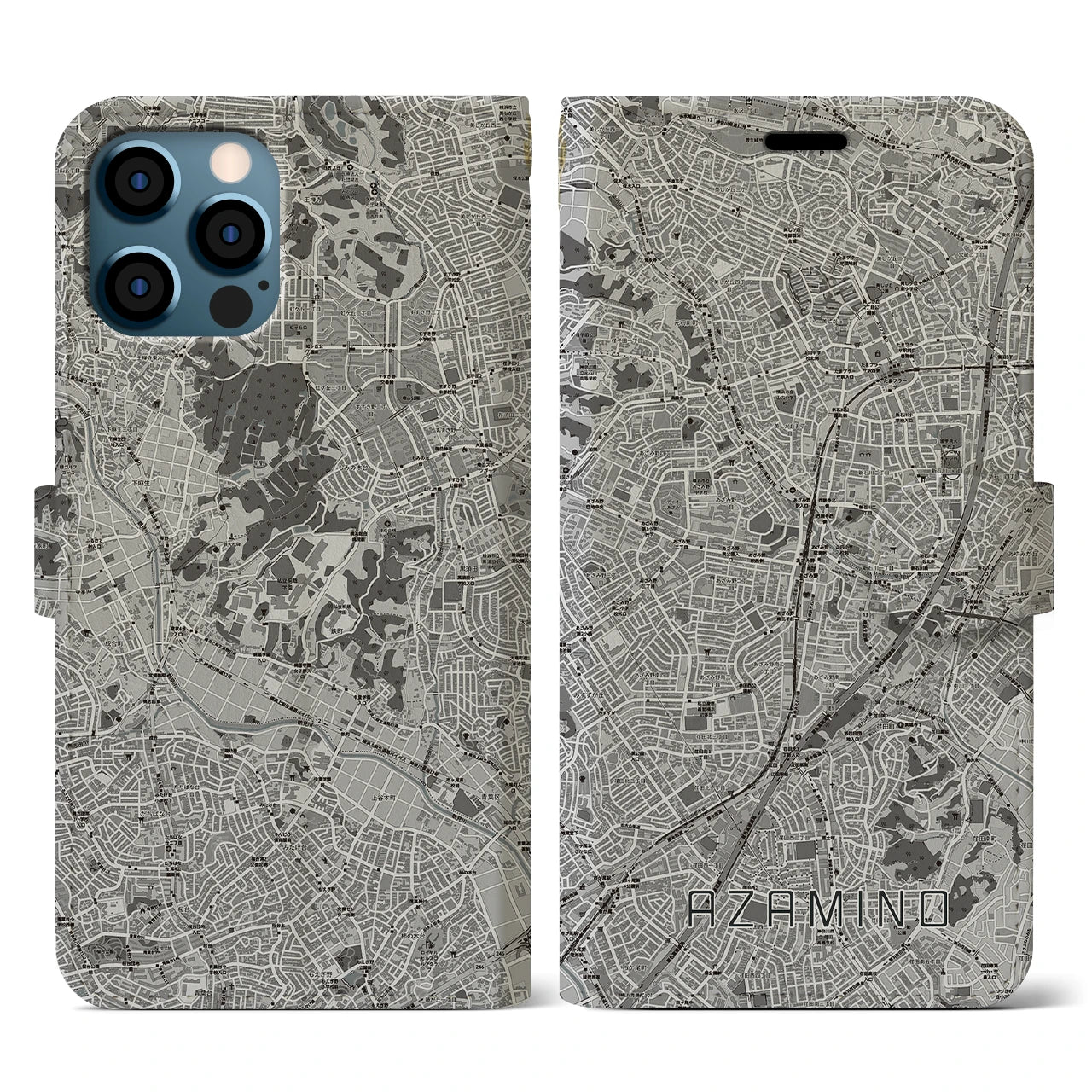 【あざみ野(神奈川県)】地図柄iPhoneケース(手帳タイプ)