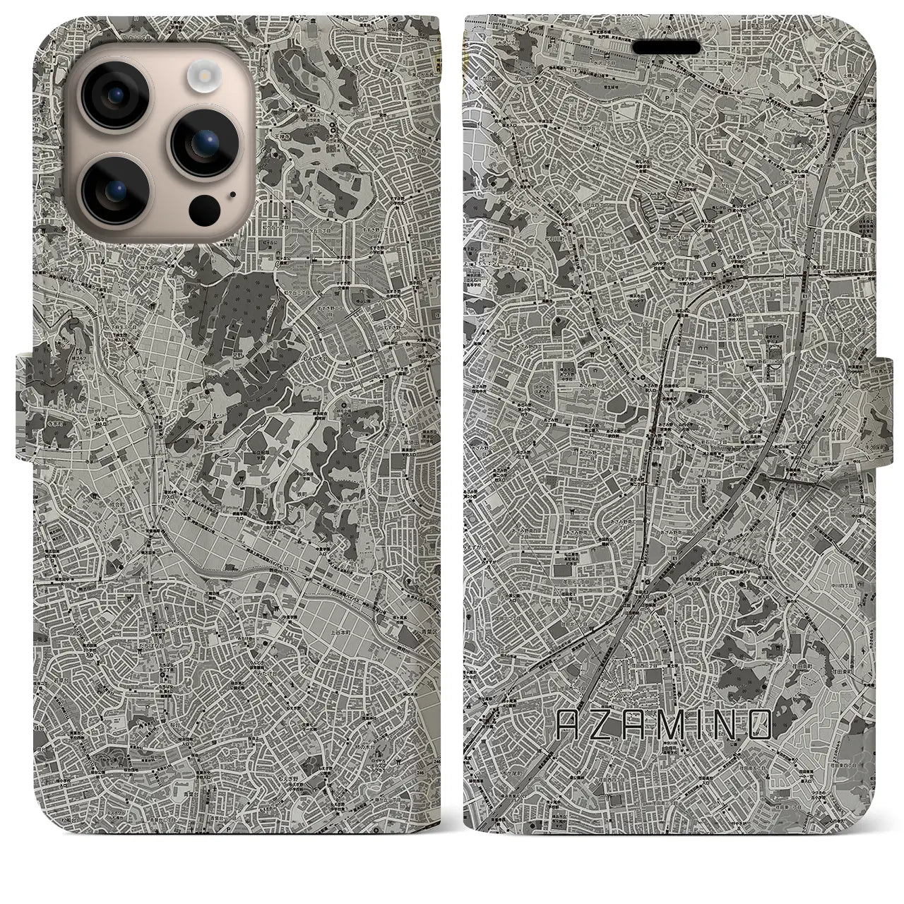 【あざみ野(神奈川県)】地図柄iPhoneケース(手帳タイプ)