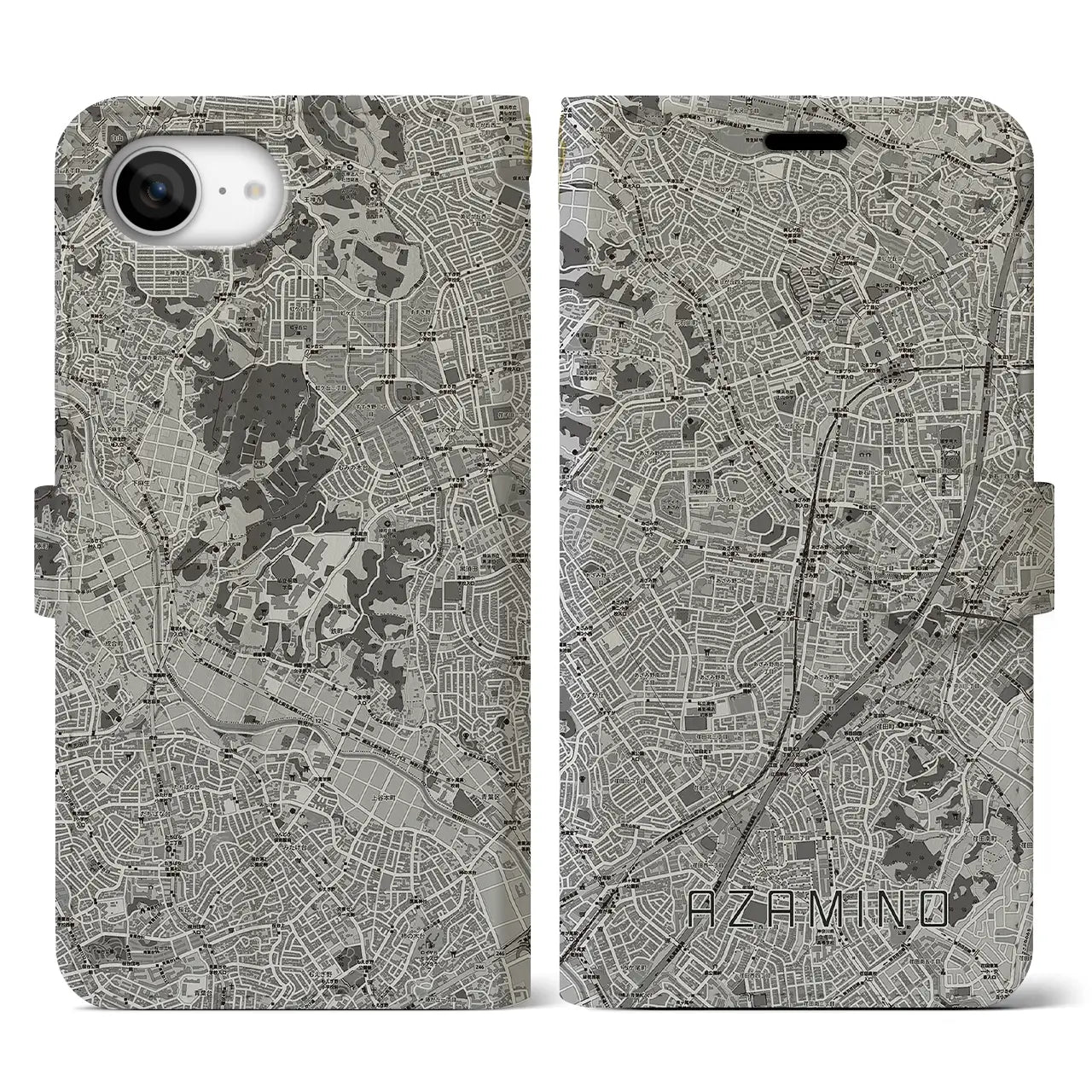 【あざみ野(神奈川県)】地図柄iPhoneケース(手帳タイプ)