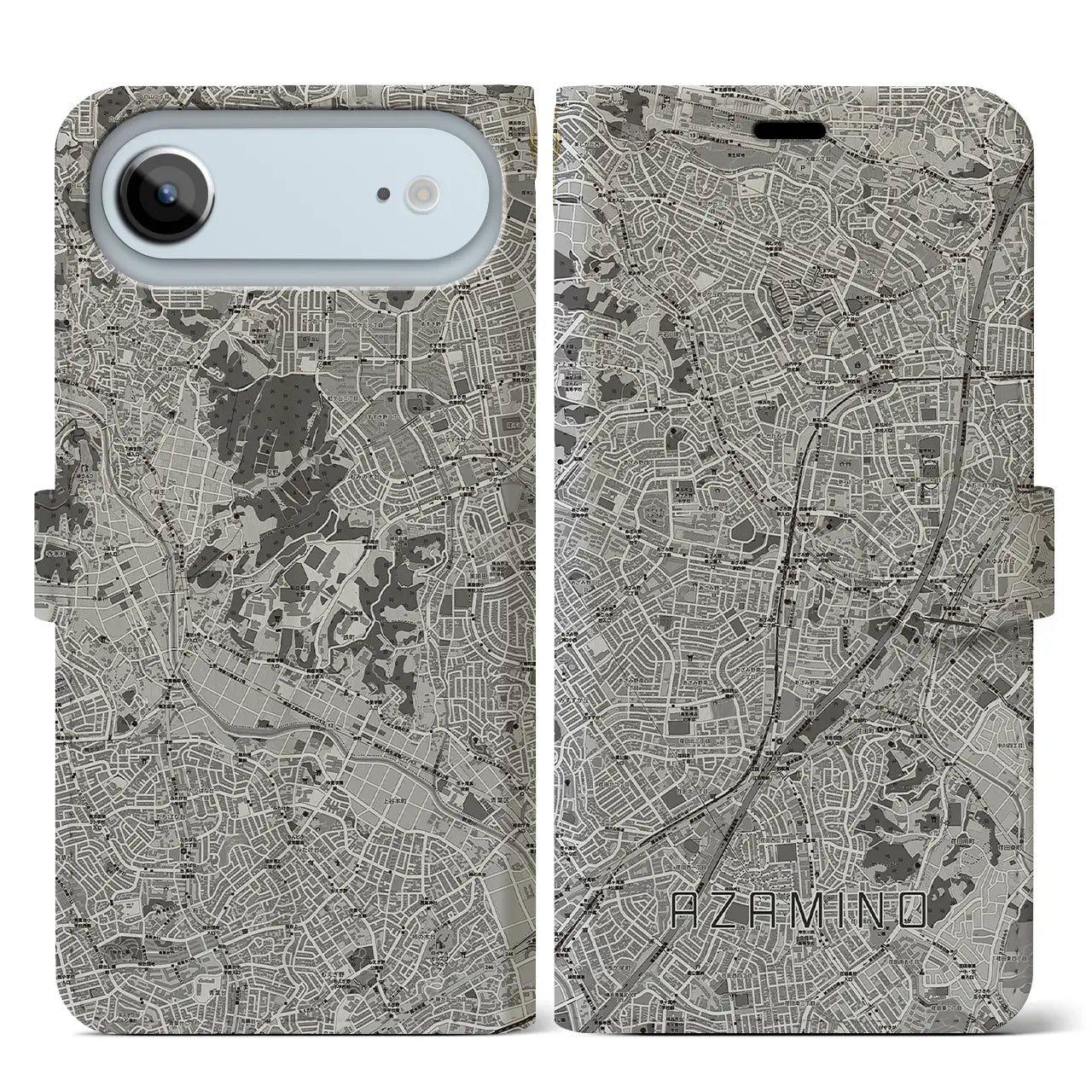 【あざみ野(神奈川県)】地図柄iPhoneケース(手帳タイプ)