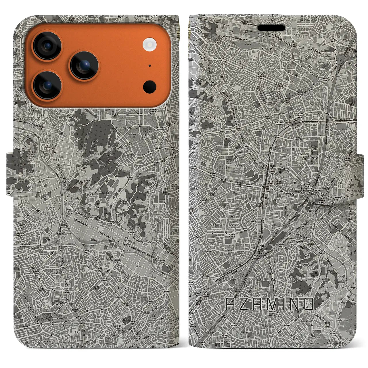 【あざみ野(神奈川県)】地図柄iPhoneケース(手帳タイプ)