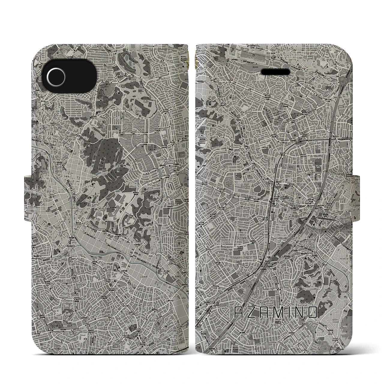 【あざみ野(神奈川県)】地図柄iPhoneケース(手帳タイプ)