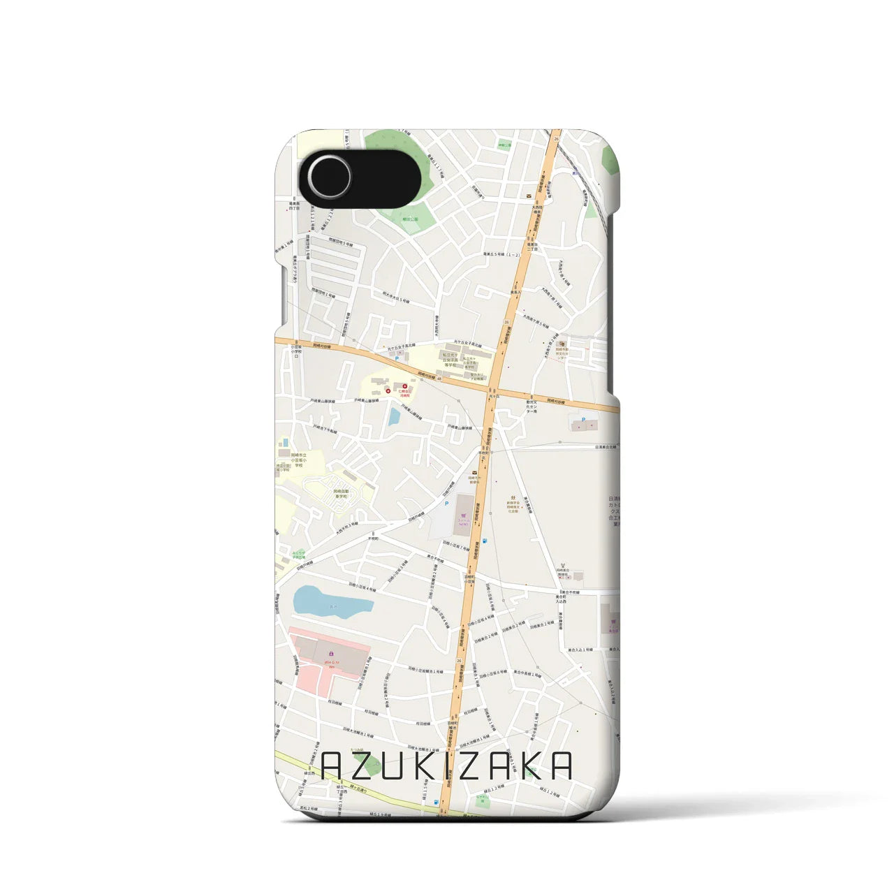 【小豆坂(愛知県)】地図柄iPhoneケース(バックカバータイプ)