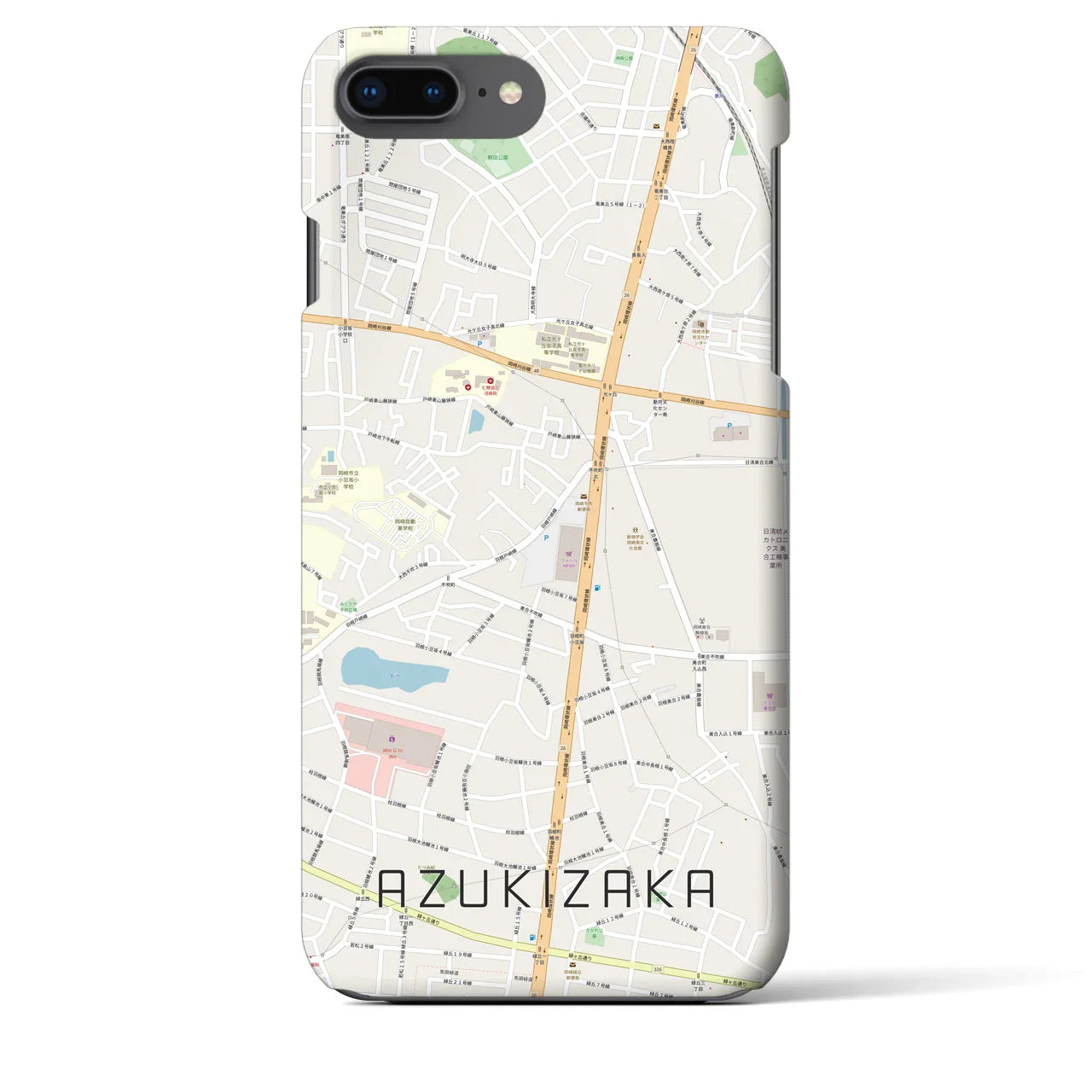 【小豆坂(愛知県)】地図柄iPhoneケース(バックカバータイプ)