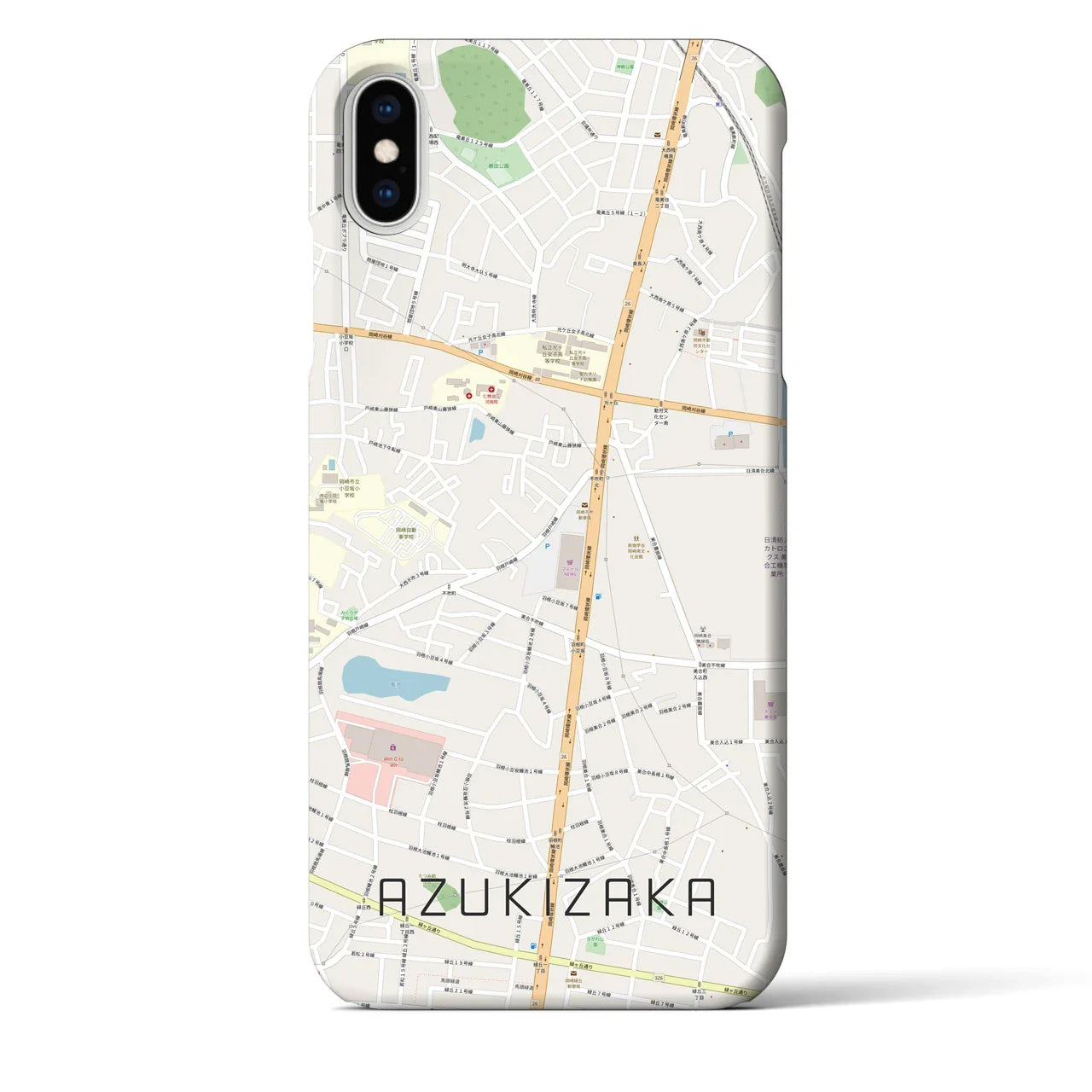 【小豆坂(愛知県)】地図柄iPhoneケース(バックカバータイプ)