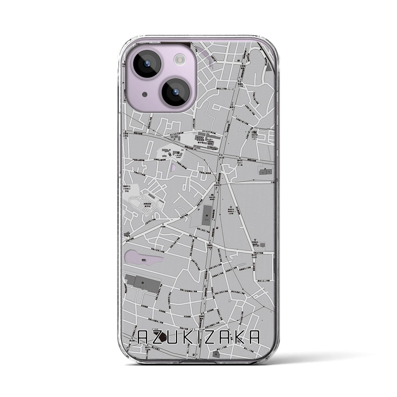 【小豆坂(愛知県)】地図柄iPhoneケース(クリアタイプ)