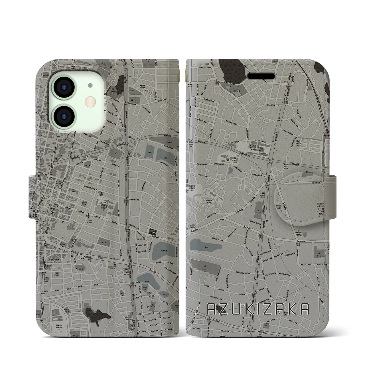 【小豆坂(愛知県)】地図柄iPhoneケース(手帳タイプ)