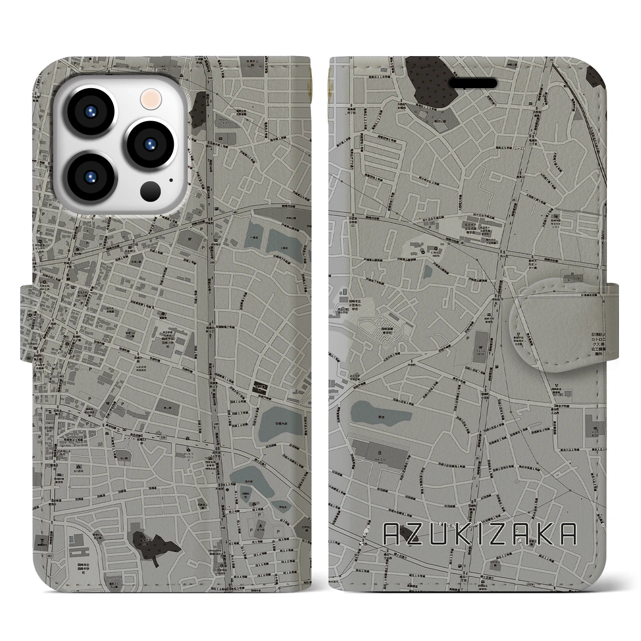 【小豆坂(愛知県)】地図柄iPhoneケース(手帳タイプ)