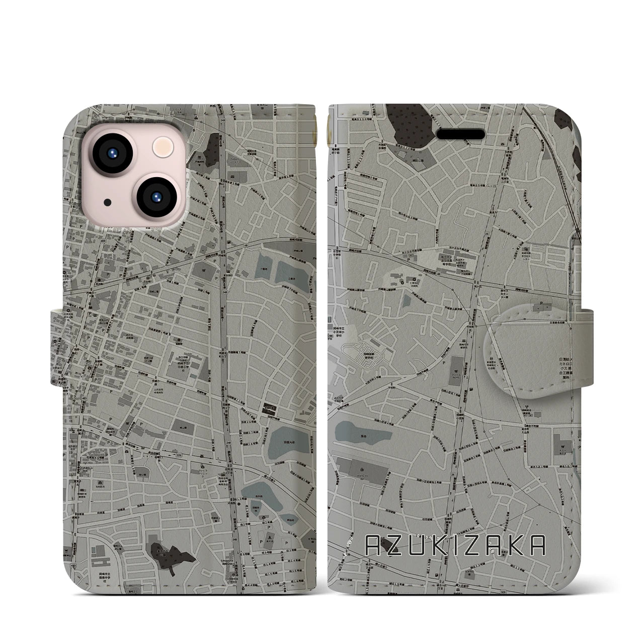 【小豆坂(愛知県)】地図柄iPhoneケース(手帳タイプ)