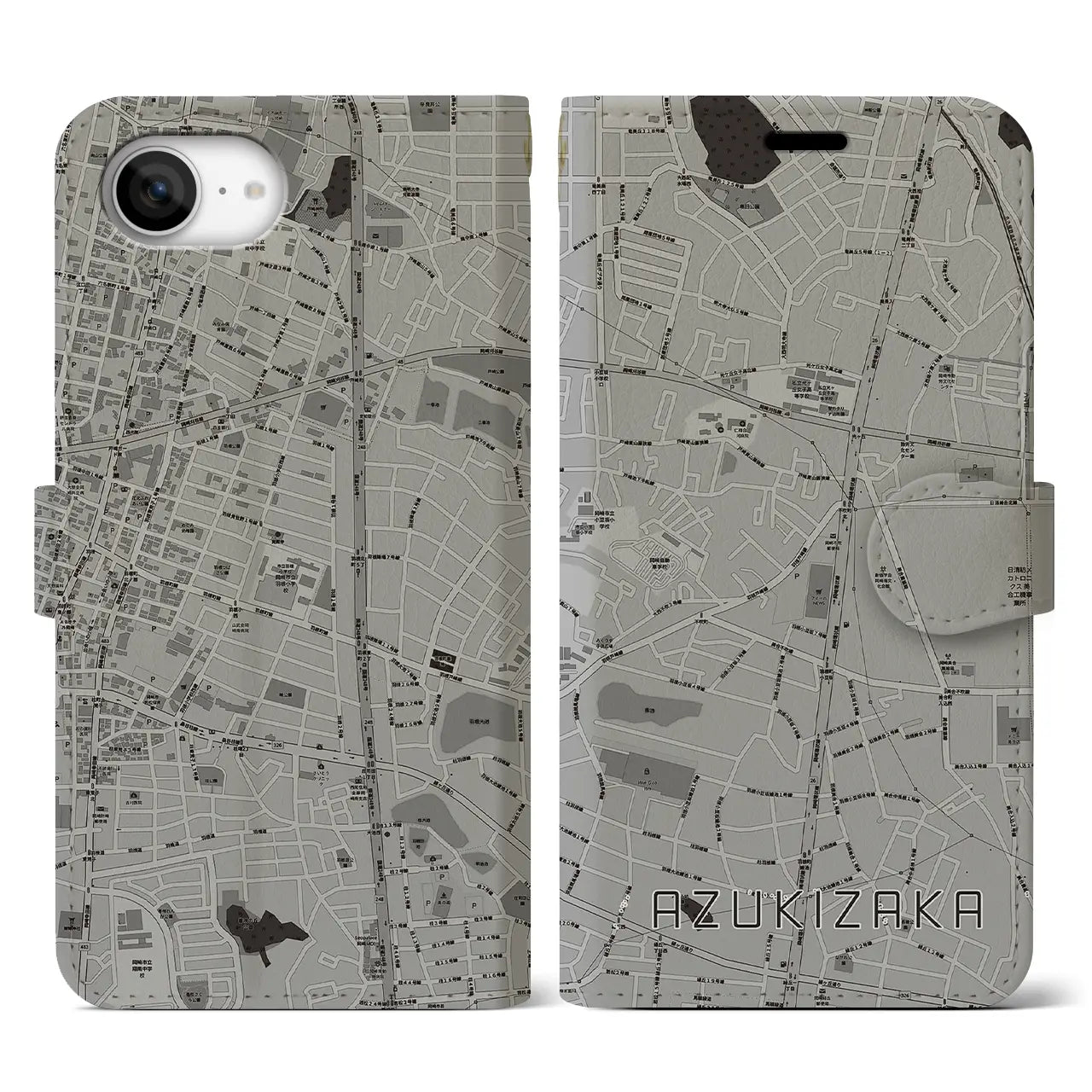 【小豆坂(愛知県)】地図柄iPhoneケース(手帳タイプ)