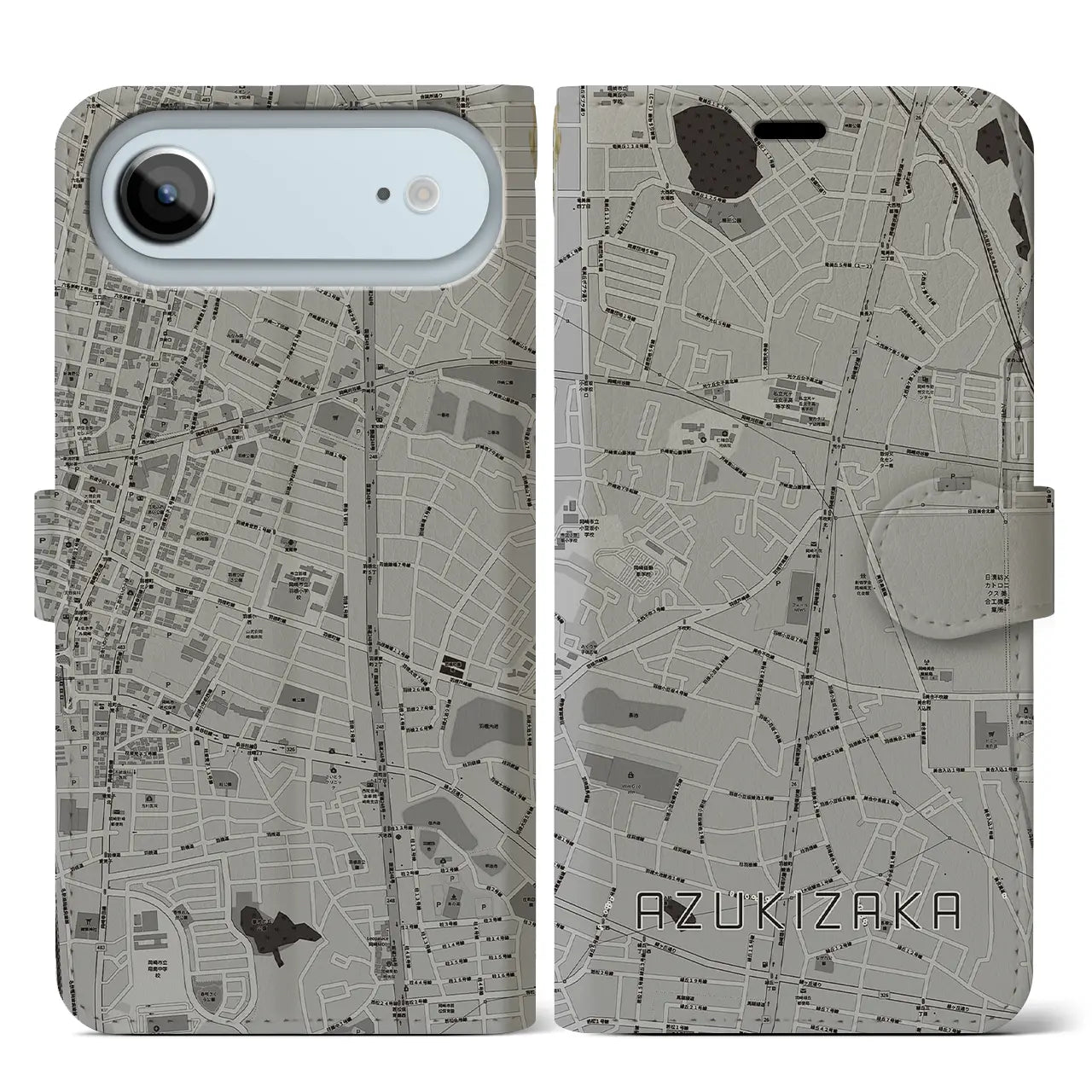 【小豆坂(愛知県)】地図柄iPhoneケース(手帳タイプ)