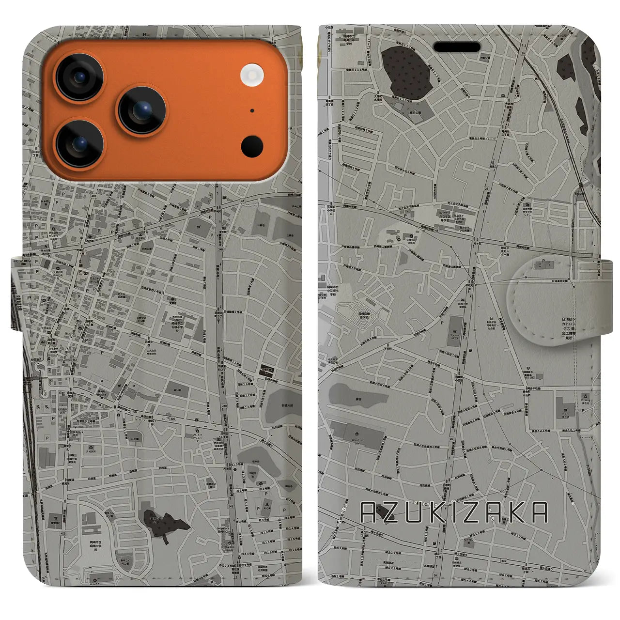 【小豆坂(愛知県)】地図柄iPhoneケース(手帳タイプ)