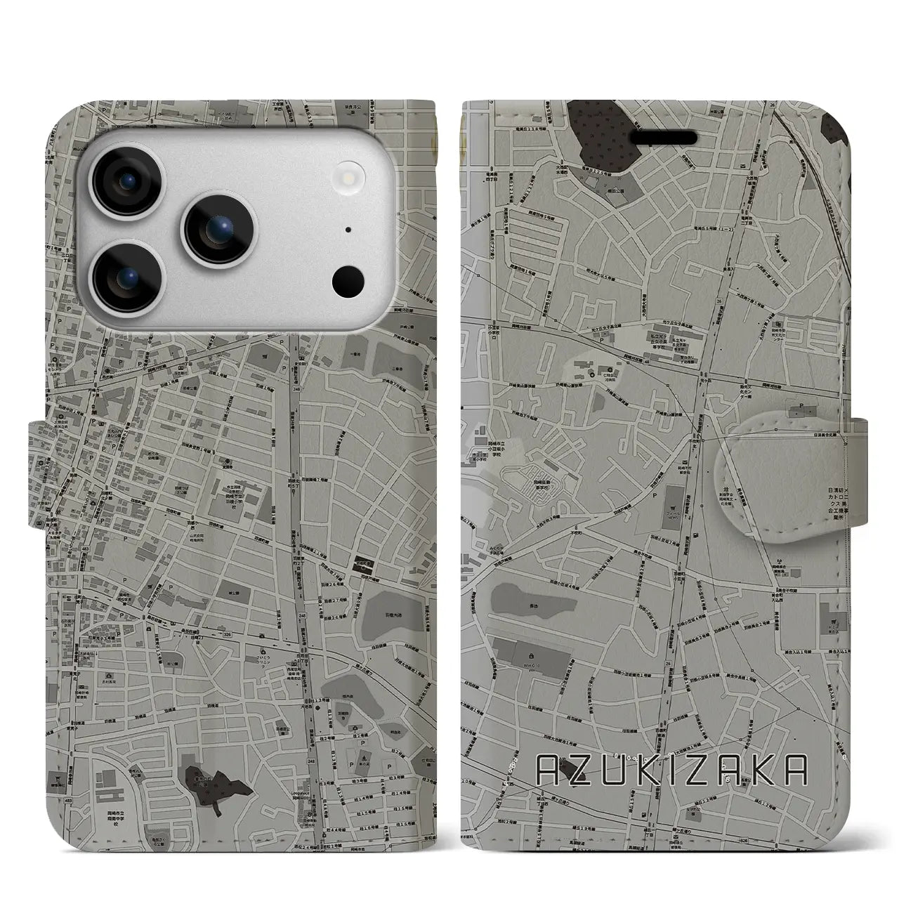 【小豆坂(愛知県)】地図柄iPhoneケース(手帳タイプ)