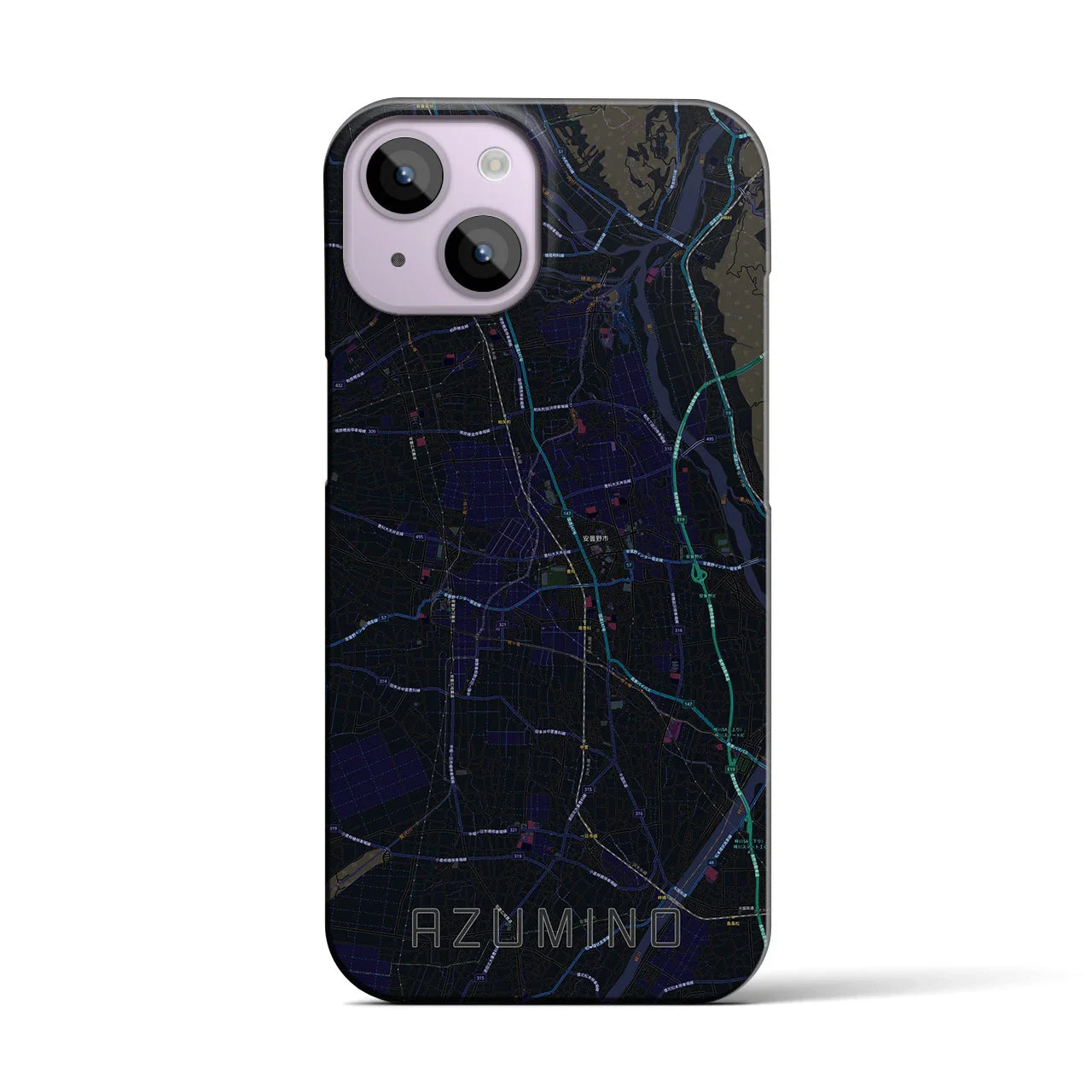 【安曇野(長野県)】地図柄iPhoneケース(バックカバータイプ)