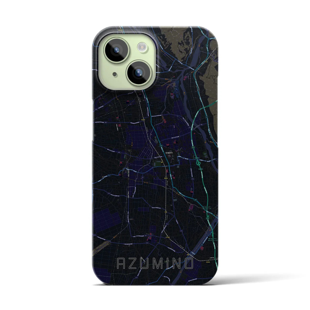 【安曇野(長野県)】地図柄iPhoneケース(バックカバータイプ)