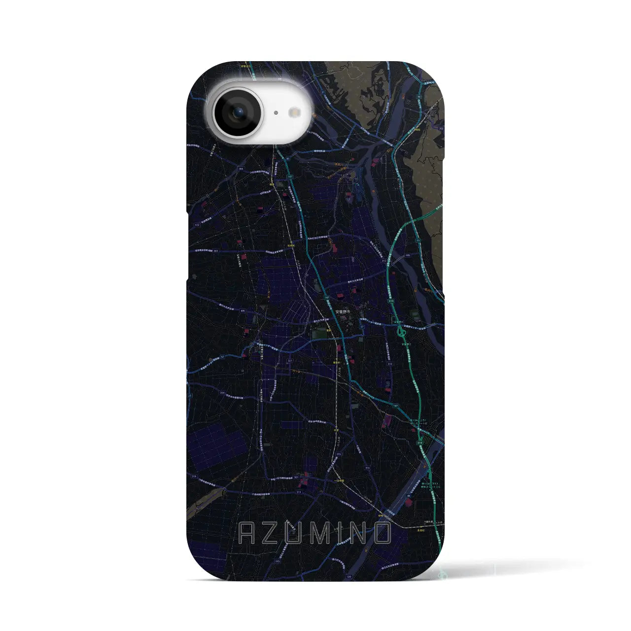 【安曇野(長野県)】地図柄iPhoneケース(バックカバータイプ)