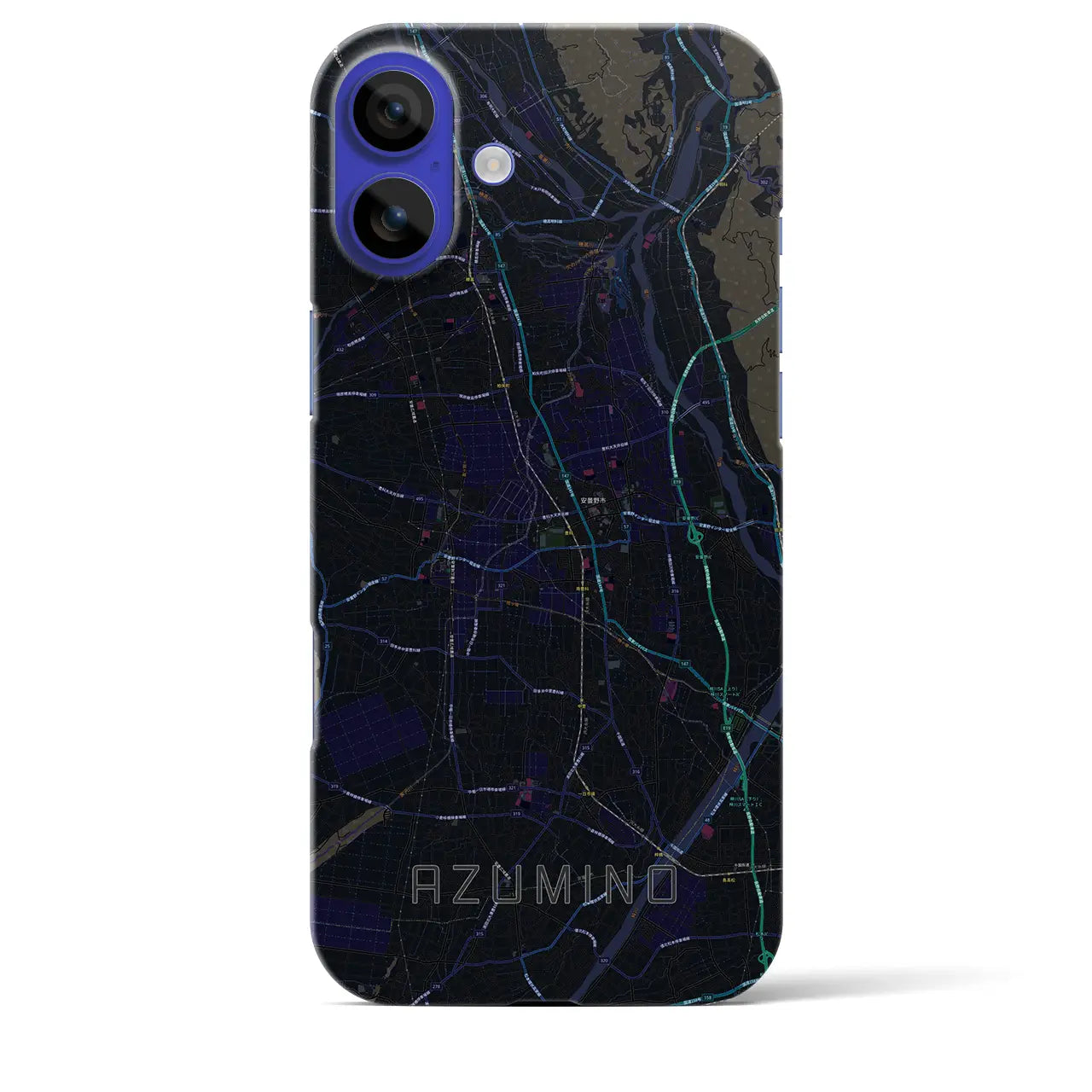 【安曇野(長野県)】地図柄iPhoneケース(バックカバータイプ)