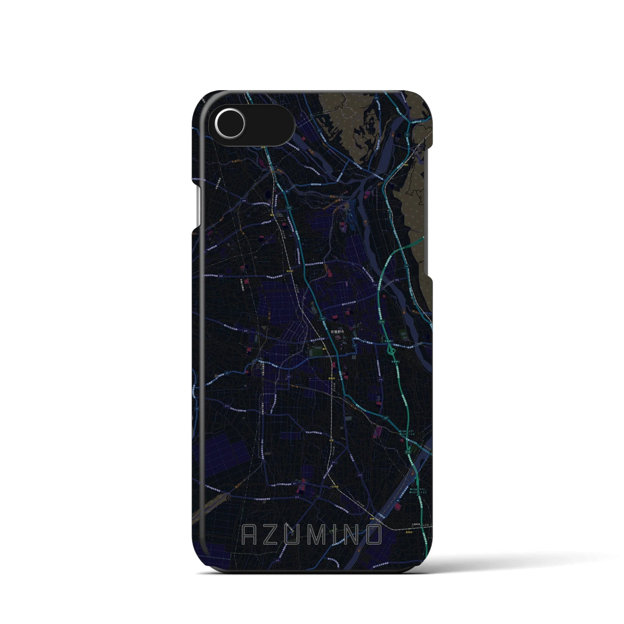 【安曇野(長野県)】地図柄iPhoneケース(バックカバータイプ)