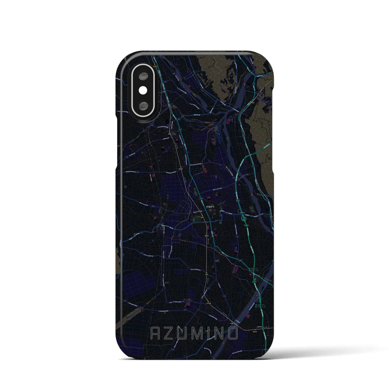 【安曇野(長野県)】地図柄iPhoneケース(バックカバータイプ)