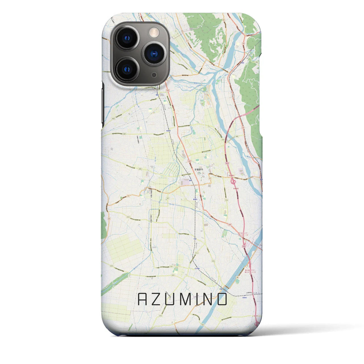 【安曇野(長野県)】地図柄iPhoneケース(バックカバータイプ)