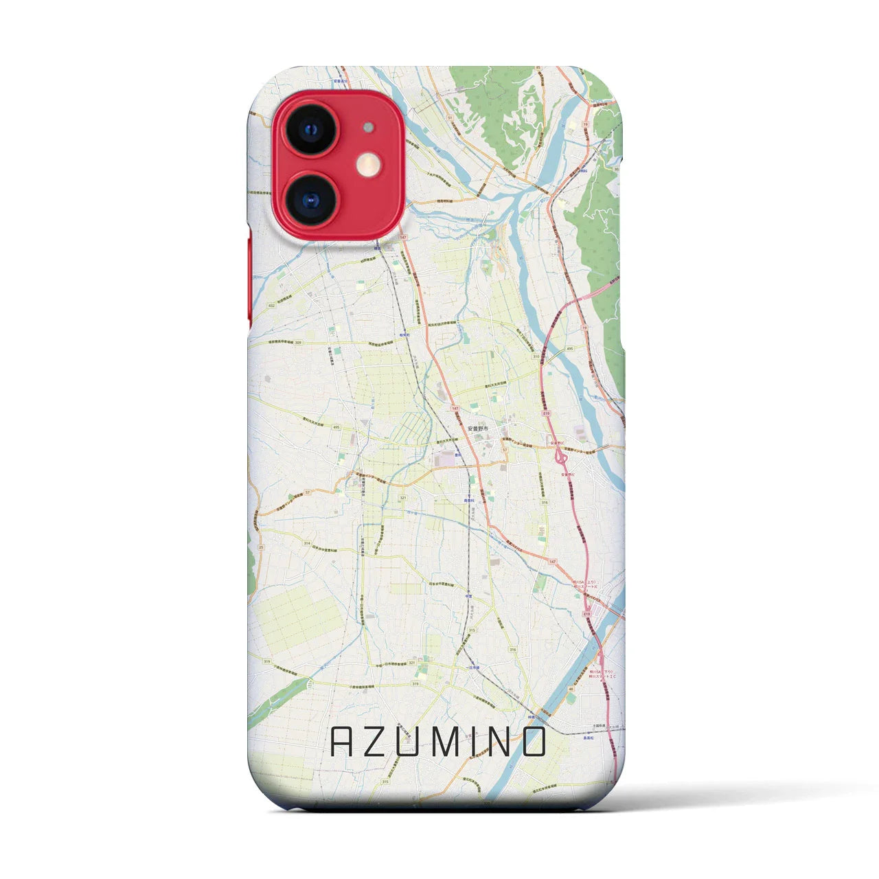 【安曇野(長野県)】地図柄iPhoneケース(バックカバータイプ)