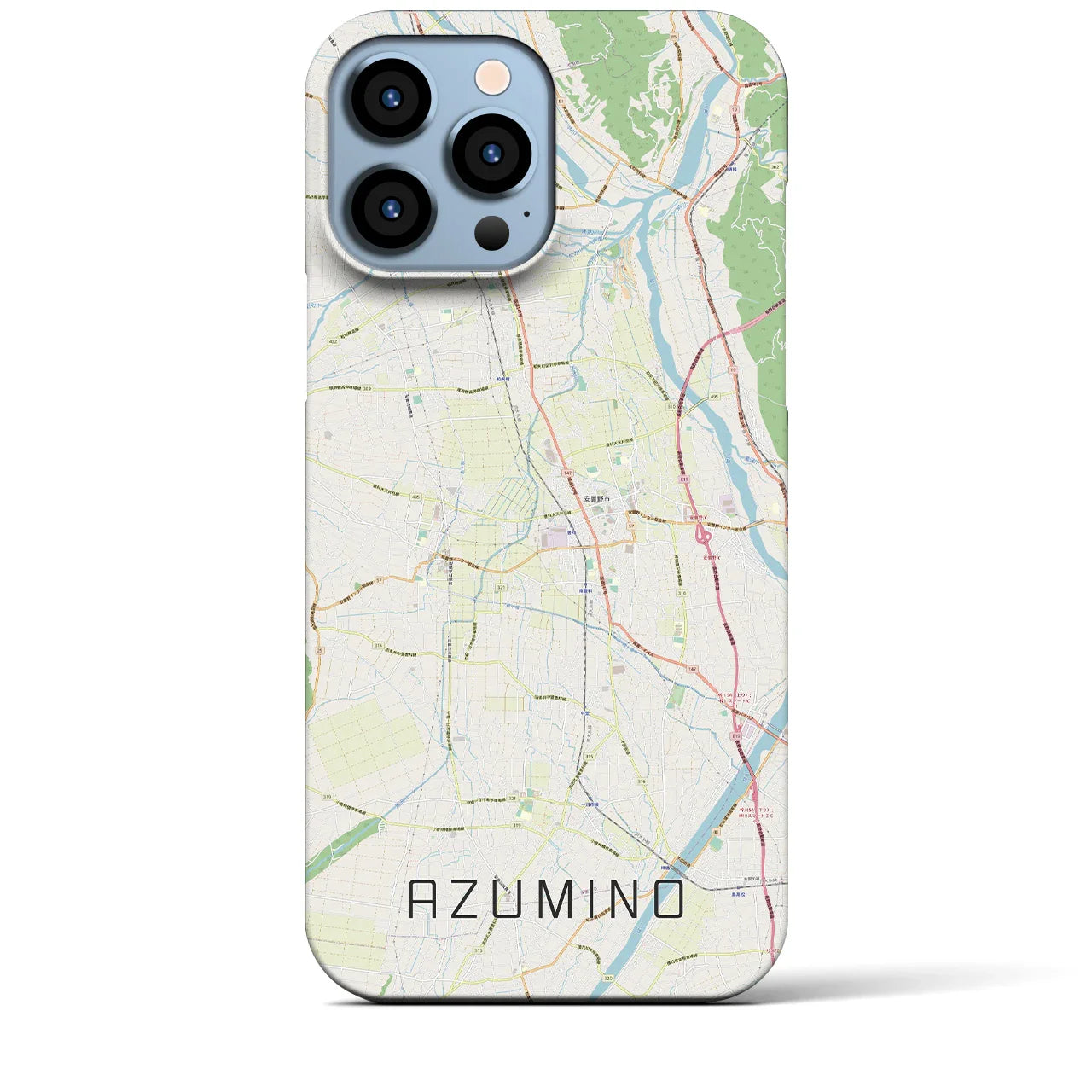 【安曇野(長野県)】地図柄iPhoneケース(バックカバータイプ)
