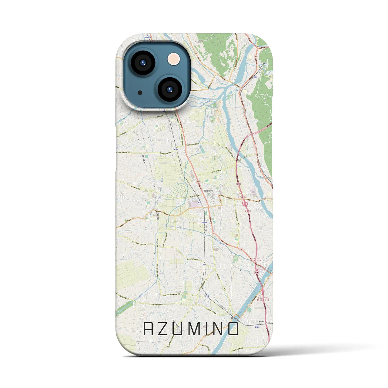 【安曇野(長野県)】地図柄iPhoneケース(バックカバータイプ)