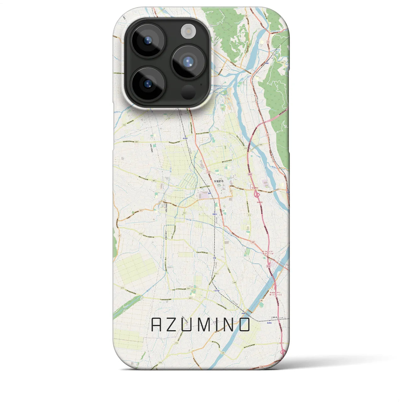 【安曇野(長野県)】地図柄iPhoneケース(バックカバータイプ)