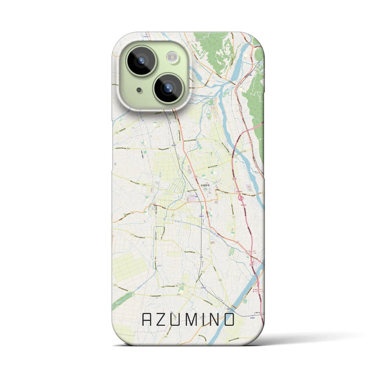 【安曇野(長野県)】地図柄iPhoneケース(バックカバータイプ)