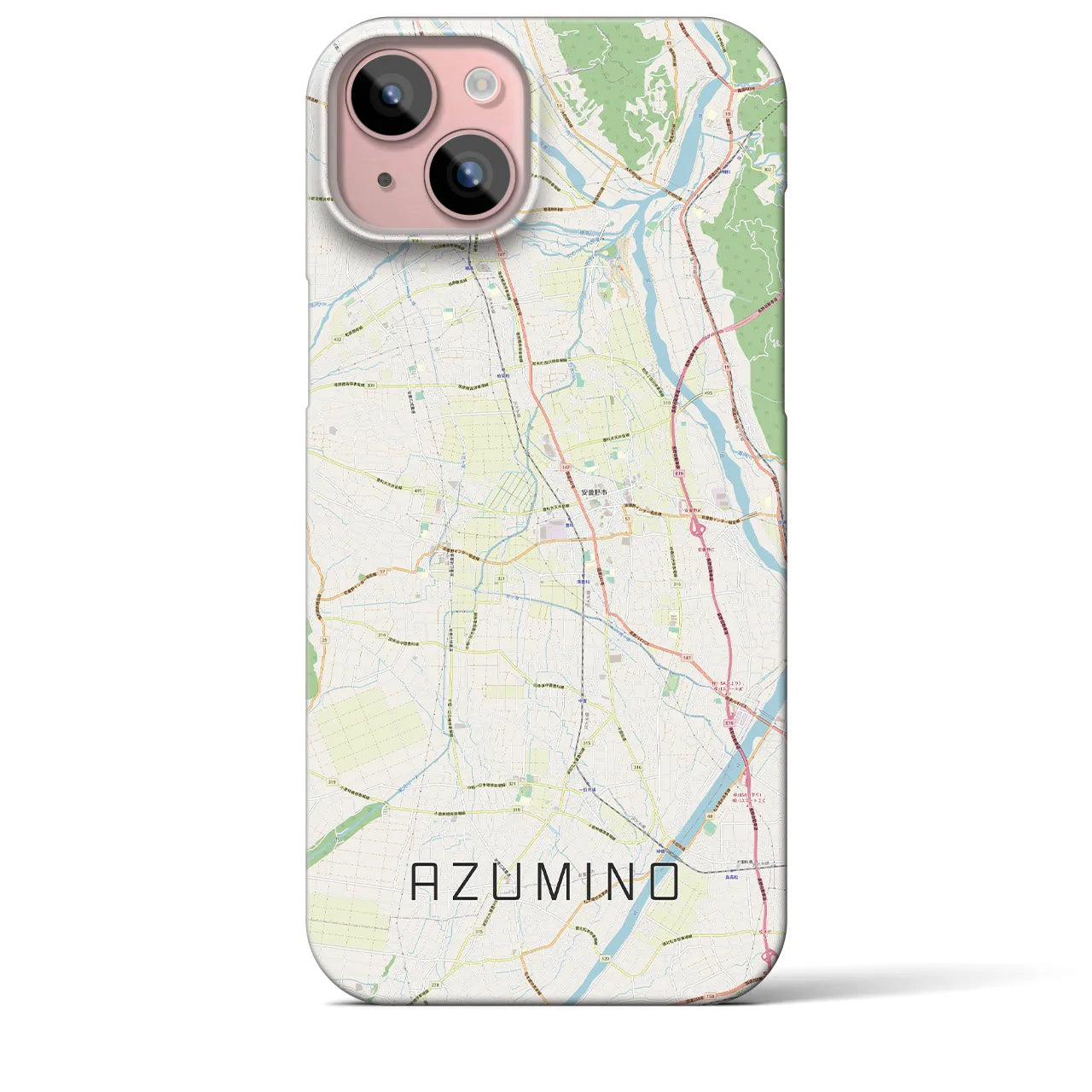 【安曇野(長野県)】地図柄iPhoneケース(バックカバータイプ)