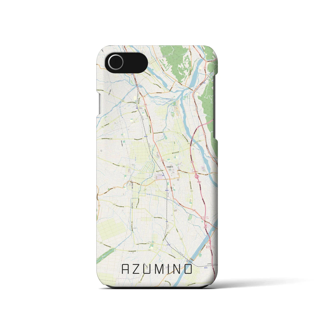 【安曇野(長野県)】地図柄iPhoneケース(バックカバータイプ)