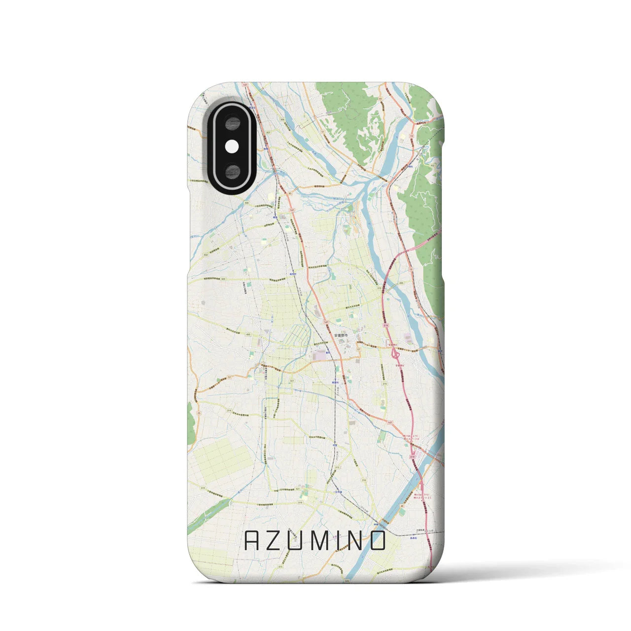 【安曇野(長野県)】地図柄iPhoneケース(バックカバータイプ)