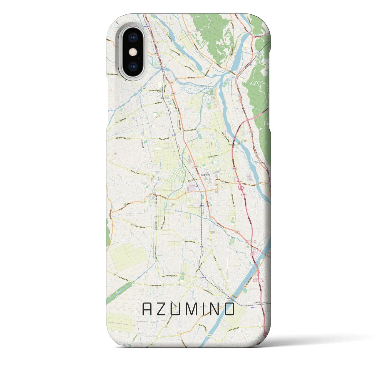 【安曇野(長野県)】地図柄iPhoneケース(バックカバータイプ)