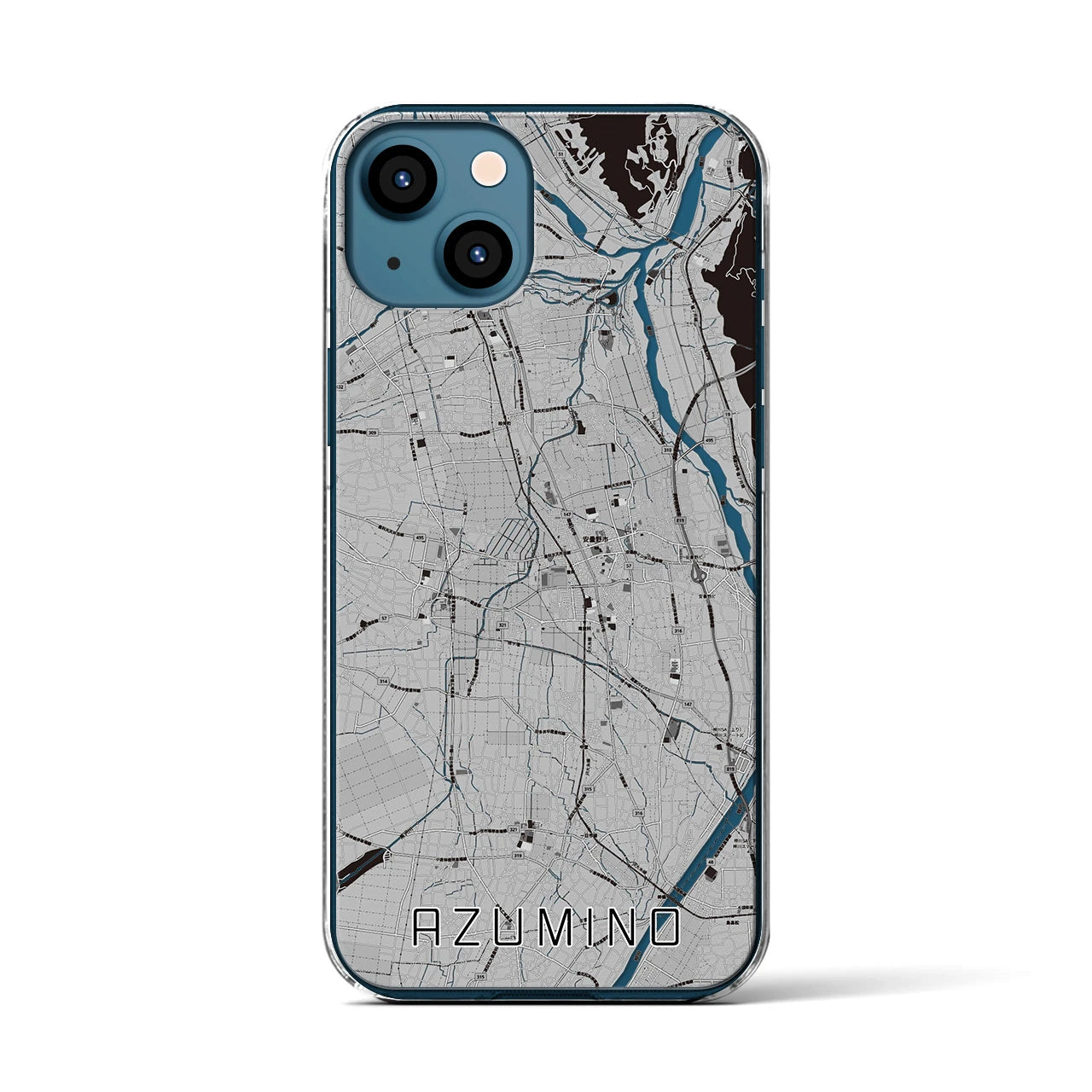 【安曇野(長野県)】地図柄iPhoneケース(クリアタイプ)