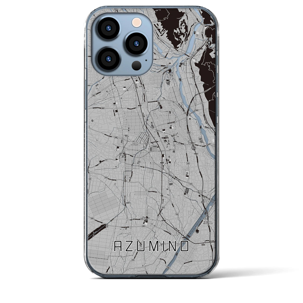 【安曇野(長野県)】地図柄iPhoneケース(クリアタイプ)