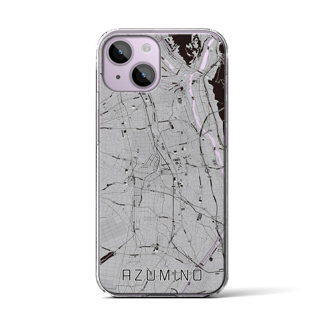 【安曇野(長野県)】地図柄iPhoneケース(クリアタイプ)