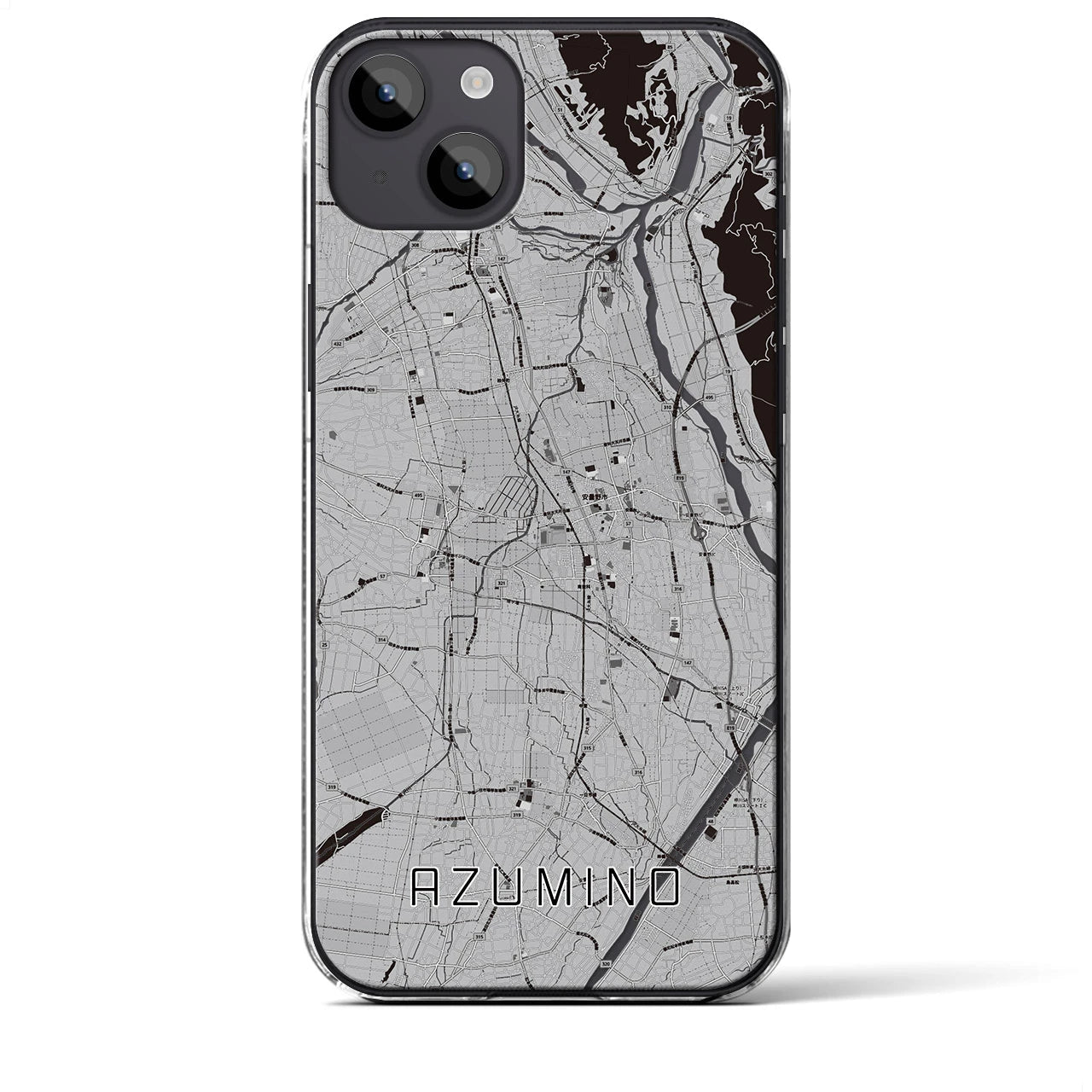 【安曇野(長野県)】地図柄iPhoneケース(クリアタイプ)