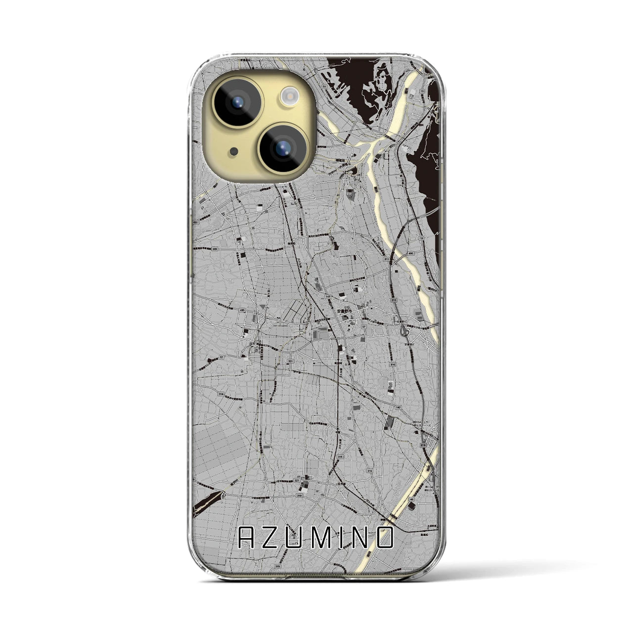 【安曇野(長野県)】地図柄iPhoneケース(クリアタイプ)