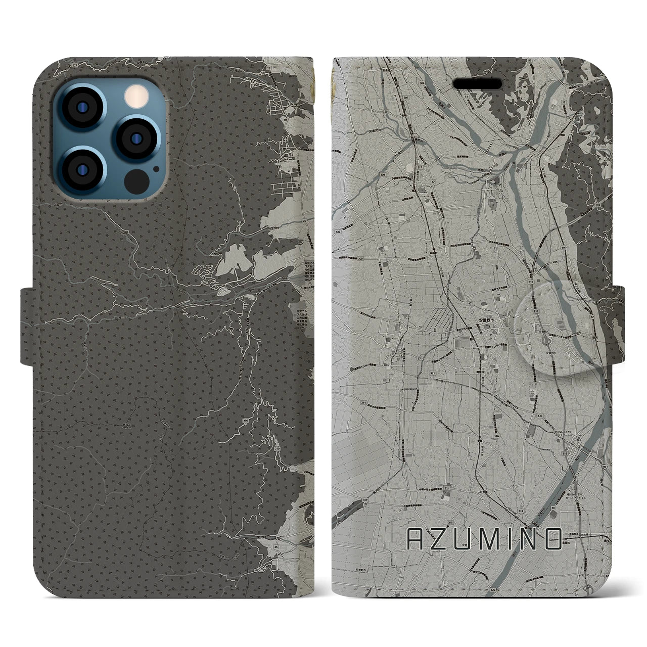 【安曇野(長野県)】地図柄iPhoneケース(手帳タイプ)