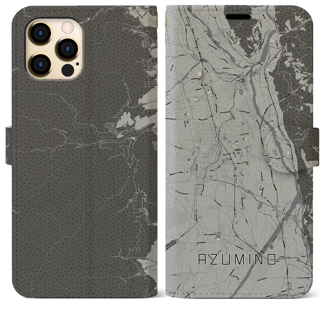 【安曇野(長野県)】地図柄iPhoneケース(手帳タイプ)