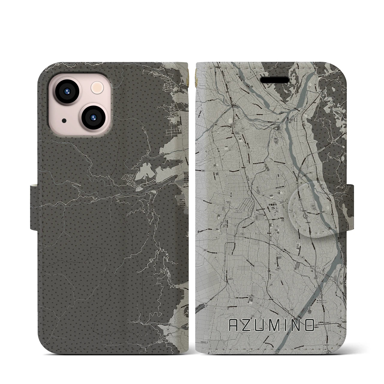 【安曇野(長野県)】地図柄iPhoneケース(手帳タイプ)