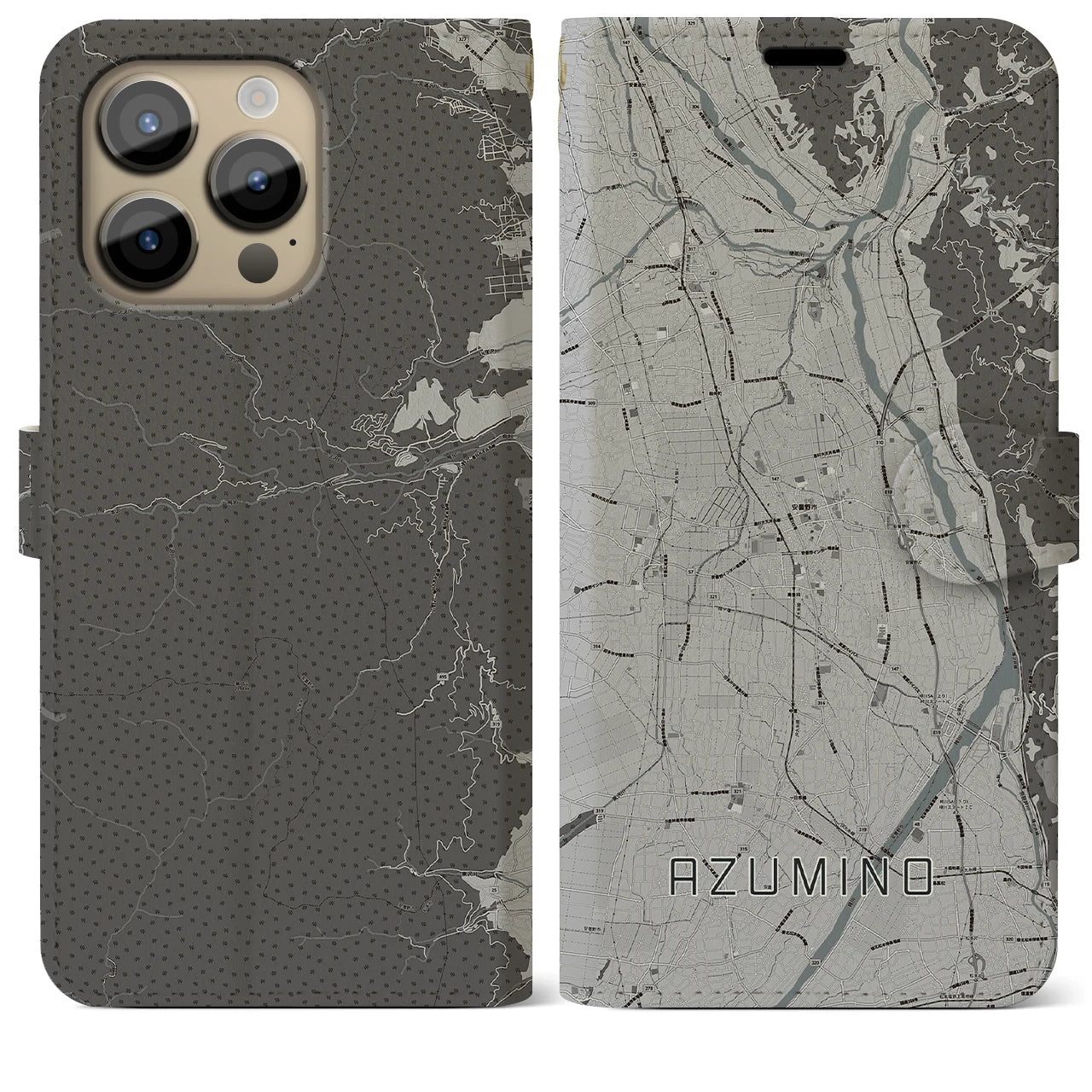 【安曇野(長野県)】地図柄iPhoneケース(手帳タイプ)