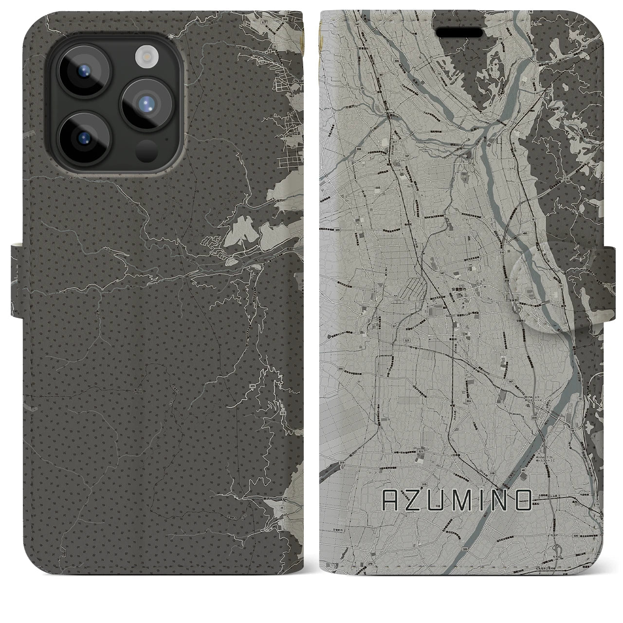 【安曇野(長野県)】地図柄iPhoneケース(手帳タイプ)