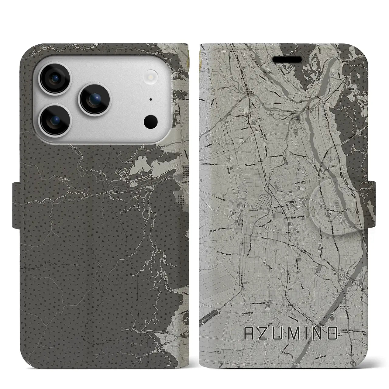 【安曇野(長野県)】地図柄iPhoneケース(手帳タイプ)