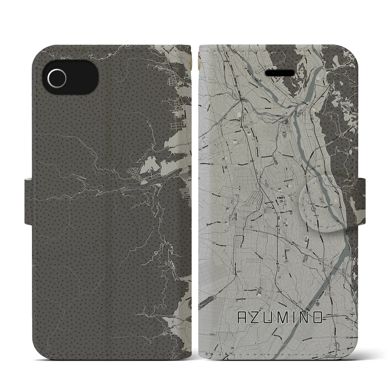 【安曇野(長野県)】地図柄iPhoneケース(手帳タイプ)