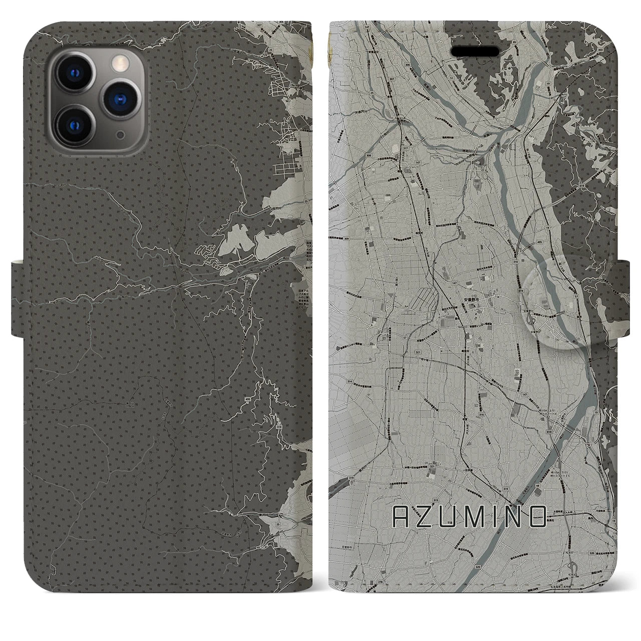 【安曇野(長野県)】地図柄iPhoneケース(手帳タイプ)