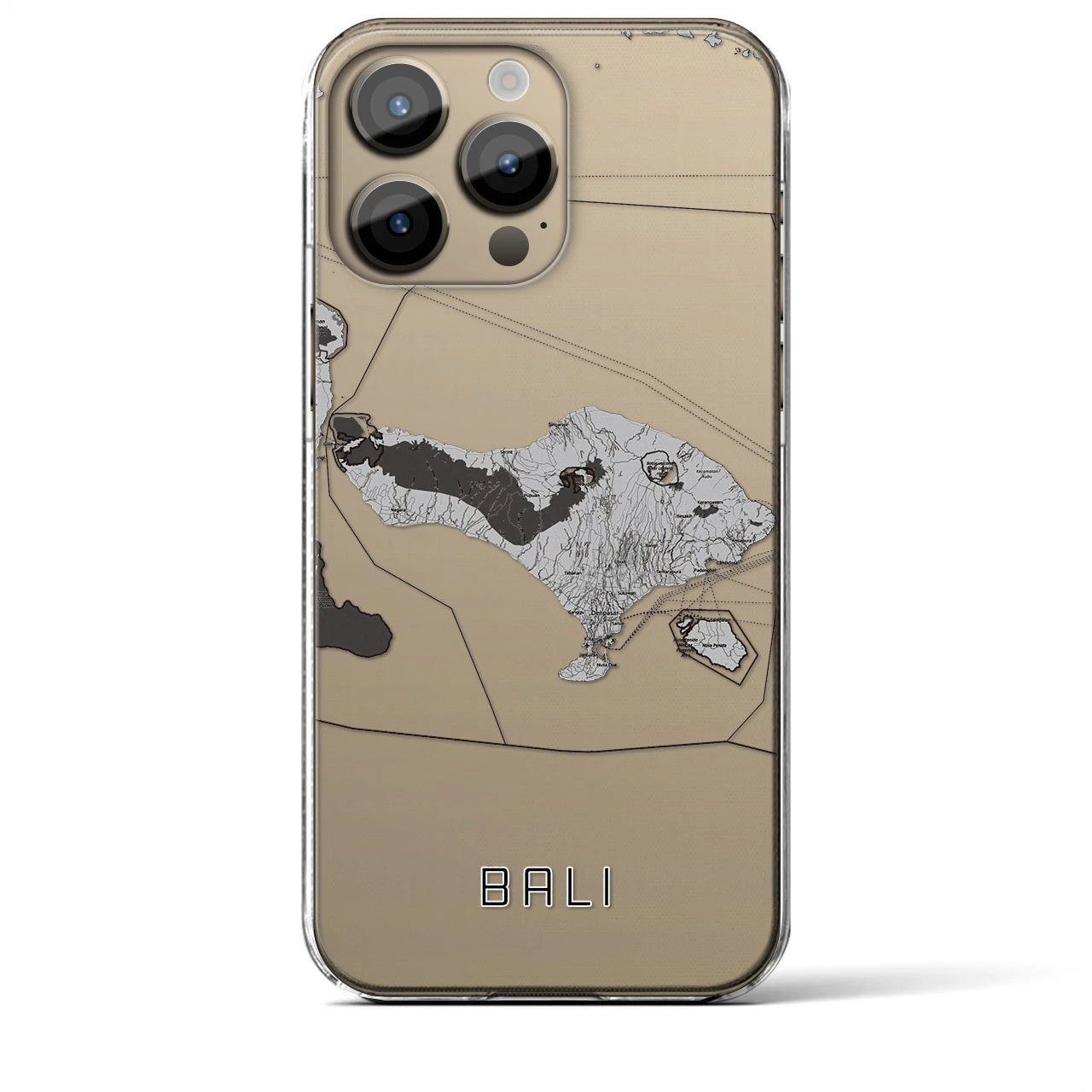 【バリ(インドネシア)】地図柄iPhoneケース(クリアタイプ)