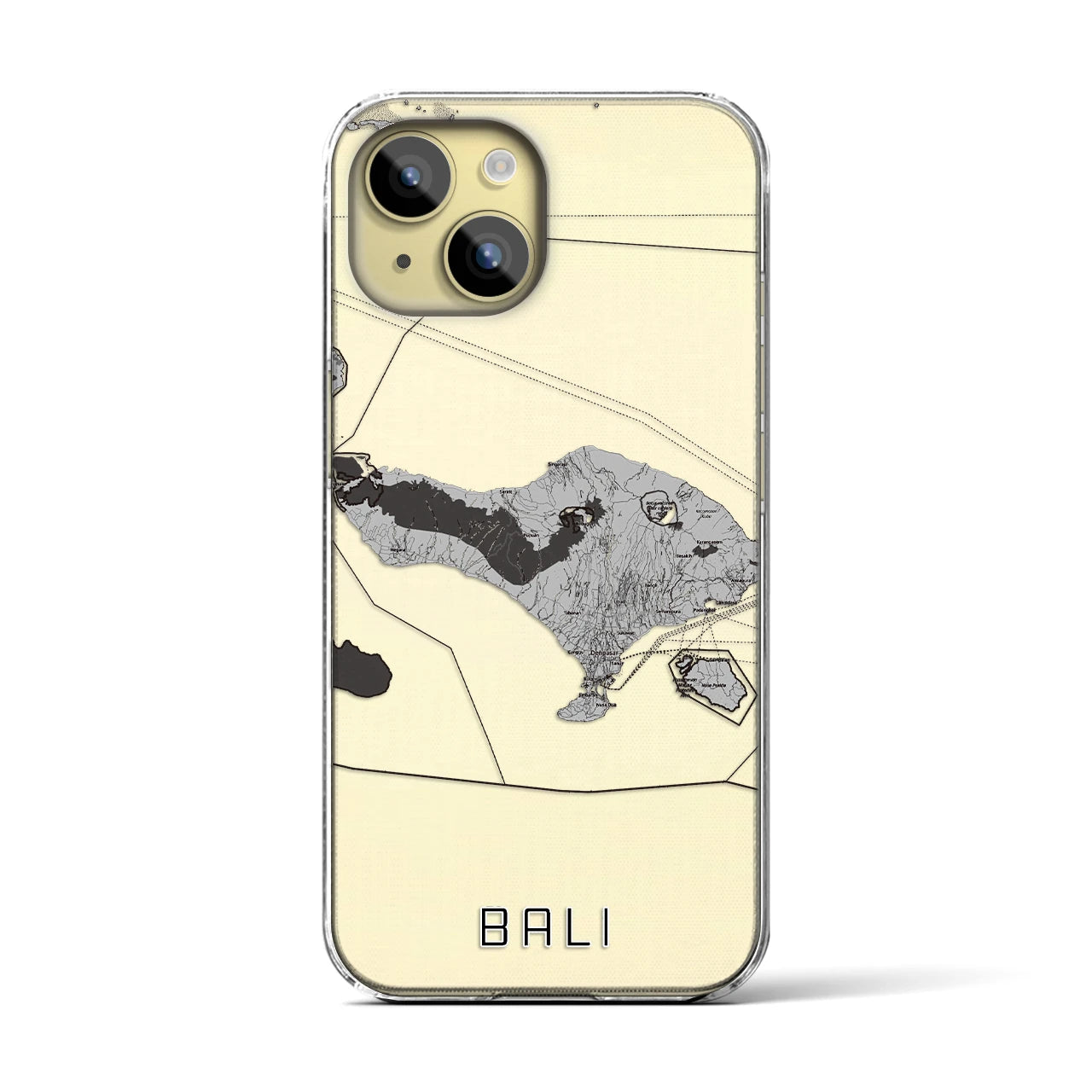 【バリ(インドネシア)】地図柄iPhoneケース(クリアタイプ)