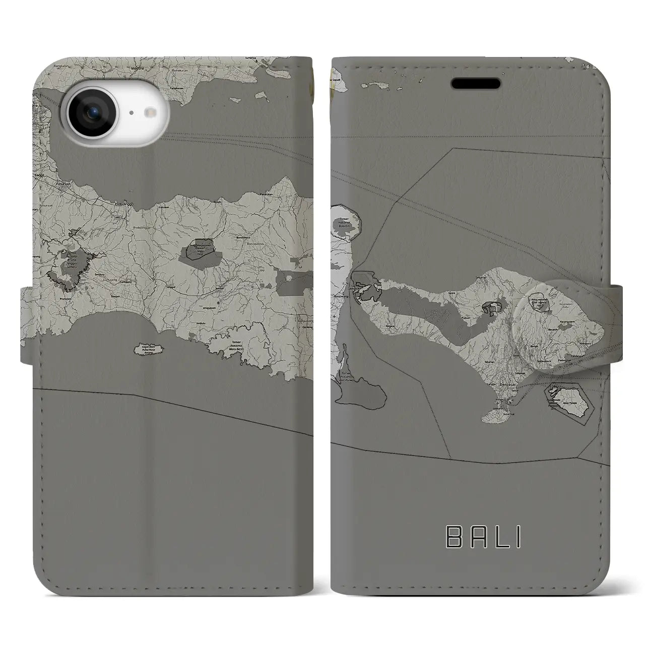 【バリ(インドネシア)】地図柄iPhoneケース(手帳タイプ)