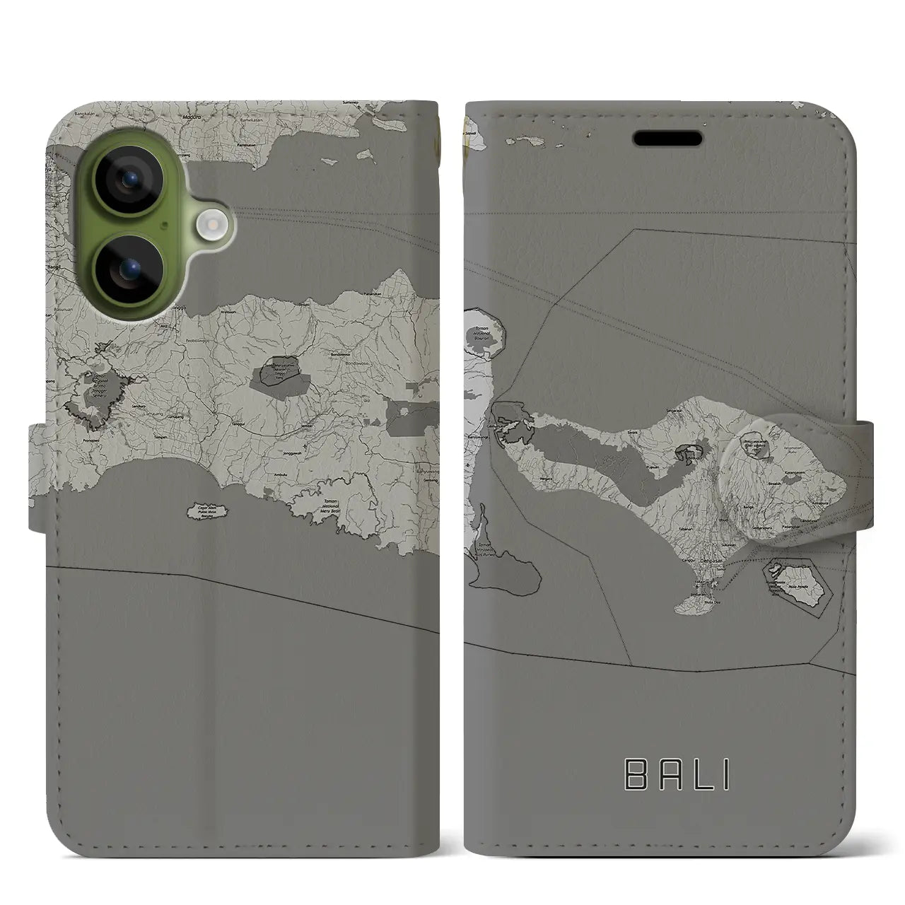 【バリ(インドネシア)】地図柄iPhoneケース(手帳タイプ)